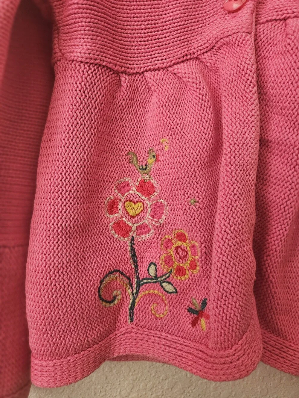 childrens place knit y2k floral embroidered pink cardigan 3t